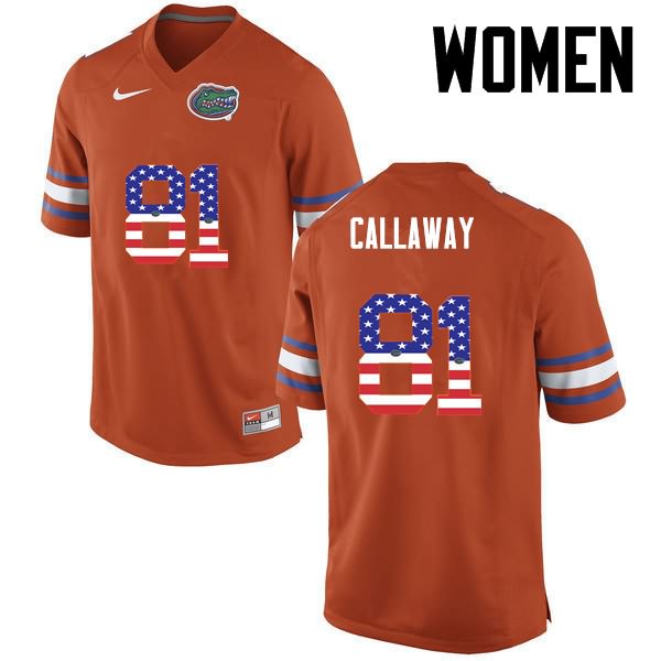 Women's NCAA Florida Gators Antonio Callaway #81 Stitched Authentic USA Flag Fashion Nike Orange College Football Jersey OPK3665AY